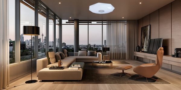 Không gian kết hợp đèn led ốp trần nổi và đèn ốp trần Galaxy