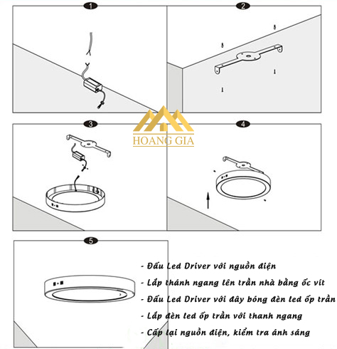 Cách lắp đèn led ốp trần