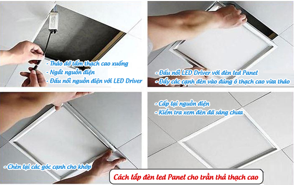 Cách lắp đèn led Panel cho trần thả thạch cao Cách lắp đèn led Panel cho trần thả thạch cao