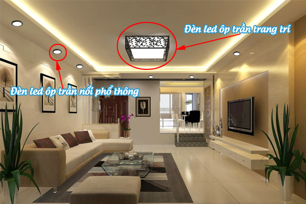 2 loại đèn led ốp trần phổ biến