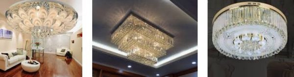 đèn mâm ốp trần pha lê